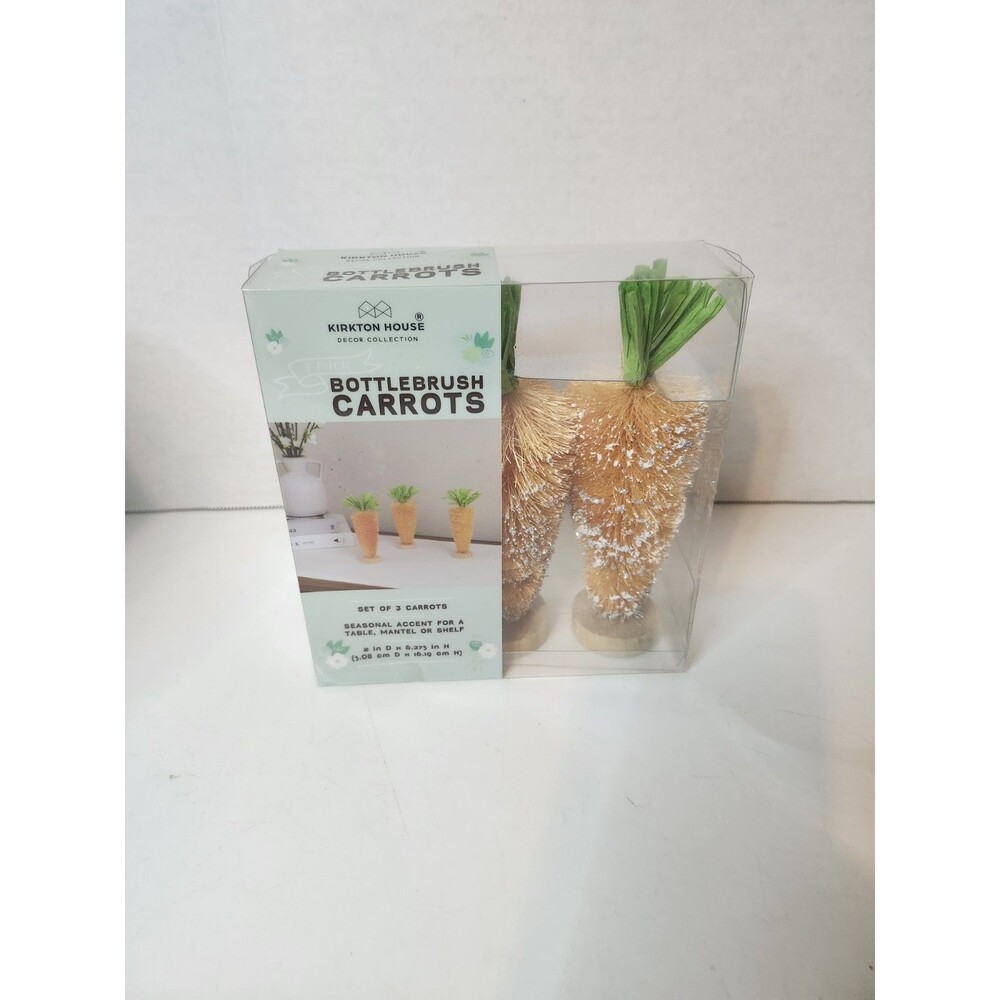 3 Piece Bottle Brush Carrot Decor Easter Spring Orange NEW